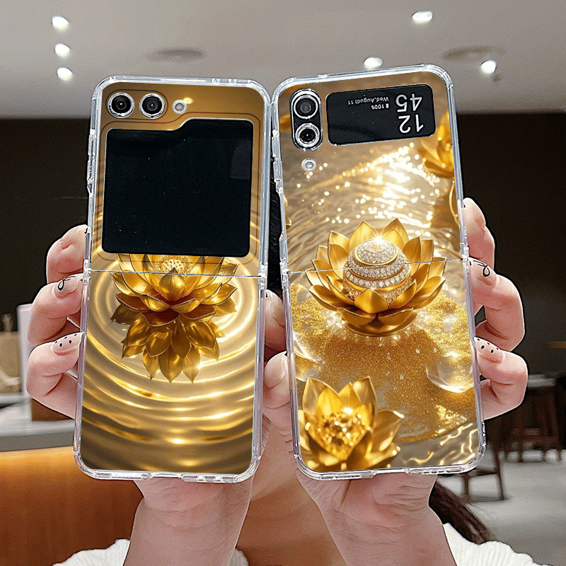 Phone Cases Z Fold 4 - Creative Golden Lotus Flower Pattern Phone
